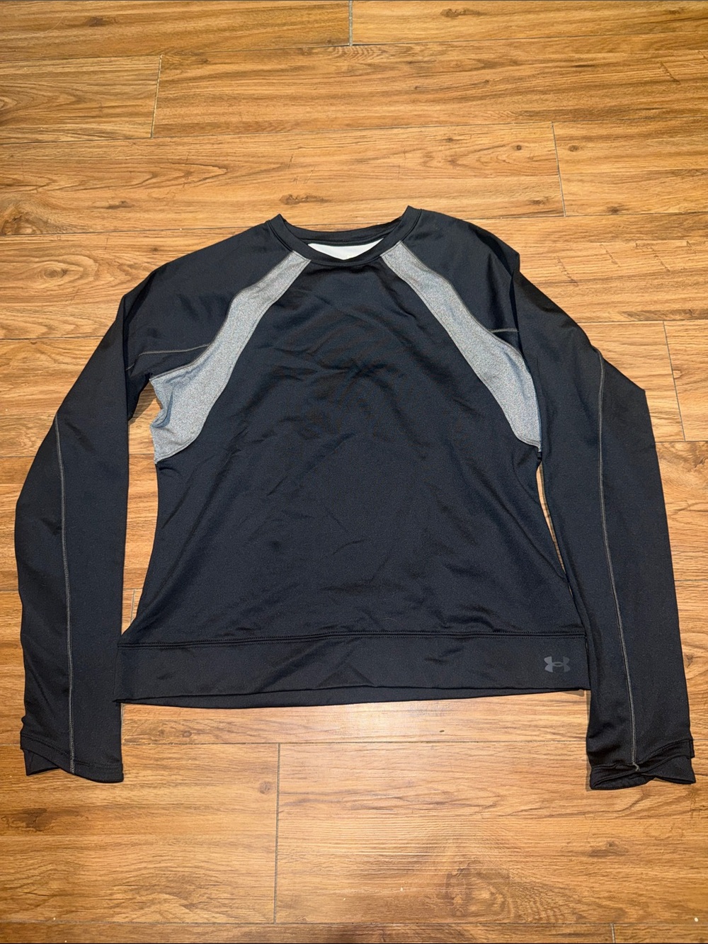 Under Armour Black Long-Sleeve Athletic Top with Gray Panels